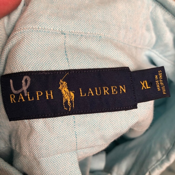 Ralph Lauren Long Sleeve Blue-Green Turqoise Shirt - Picture 2 of 5